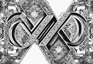 number 24 and 76 intertwined in a hidden image tattoo idea