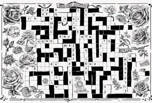 The words Maggie and Lucas in a crossword puzzle tattoo idea