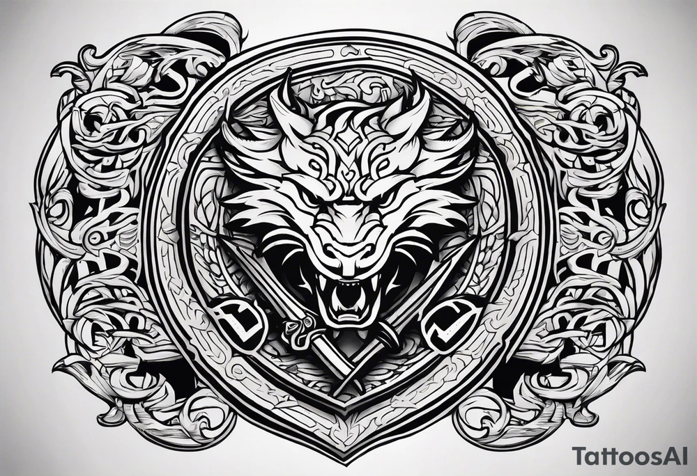 Valhalla dragon sword shield tattoo idea