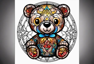 Stained glass Teddy bear tattoo idea