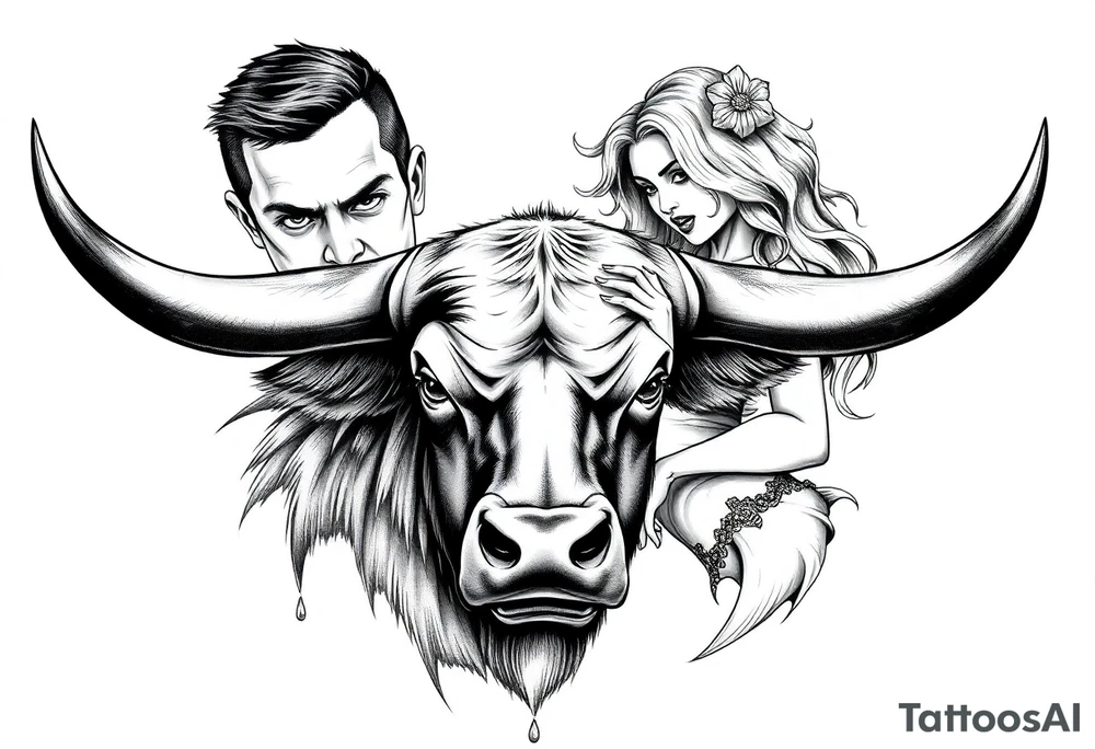 a cuckold man and hotwife with a bull tattoo idea