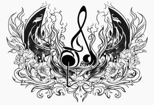 Music on fire tattoo idea