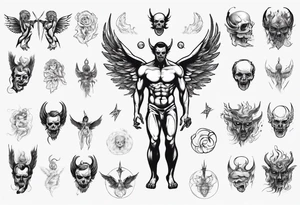 an angel being transformed into a demon tattoo idea
