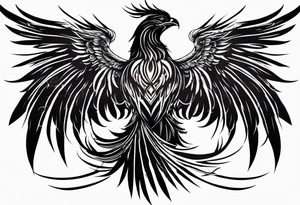 phoenix warrior silhouette with weapons tattoo idea