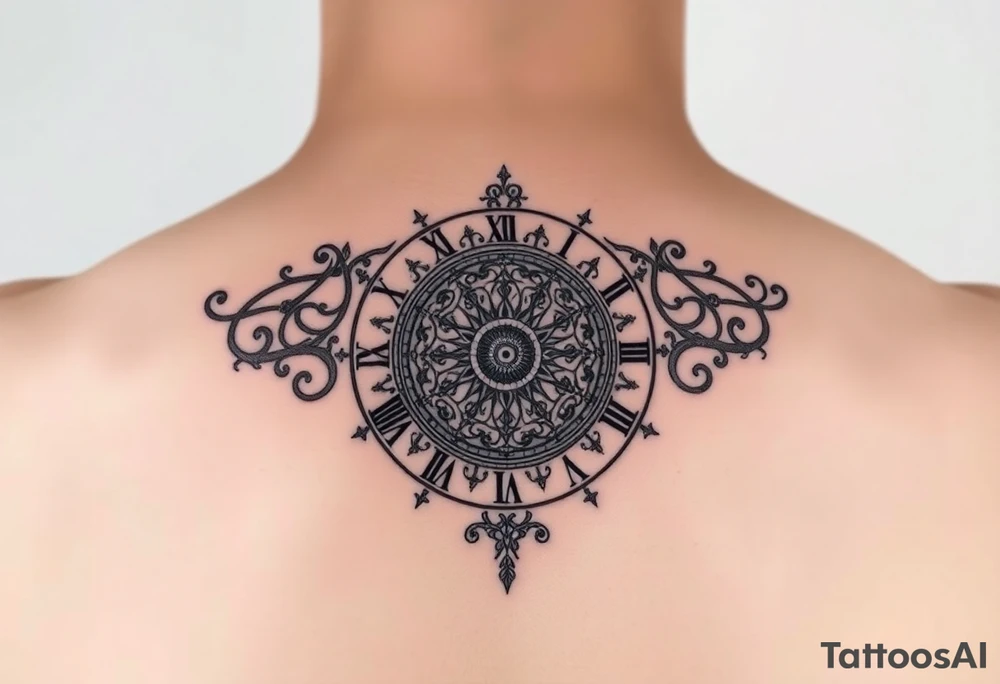 vintage roman numerals within ornate clockwork mechanism tattoo idea