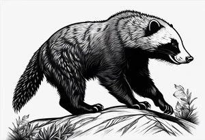 honey badger climbing-over, claws, rear view tattoo idea