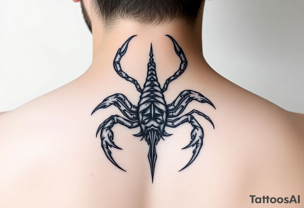 A mysterious scorpion neck tattoo tattoo idea