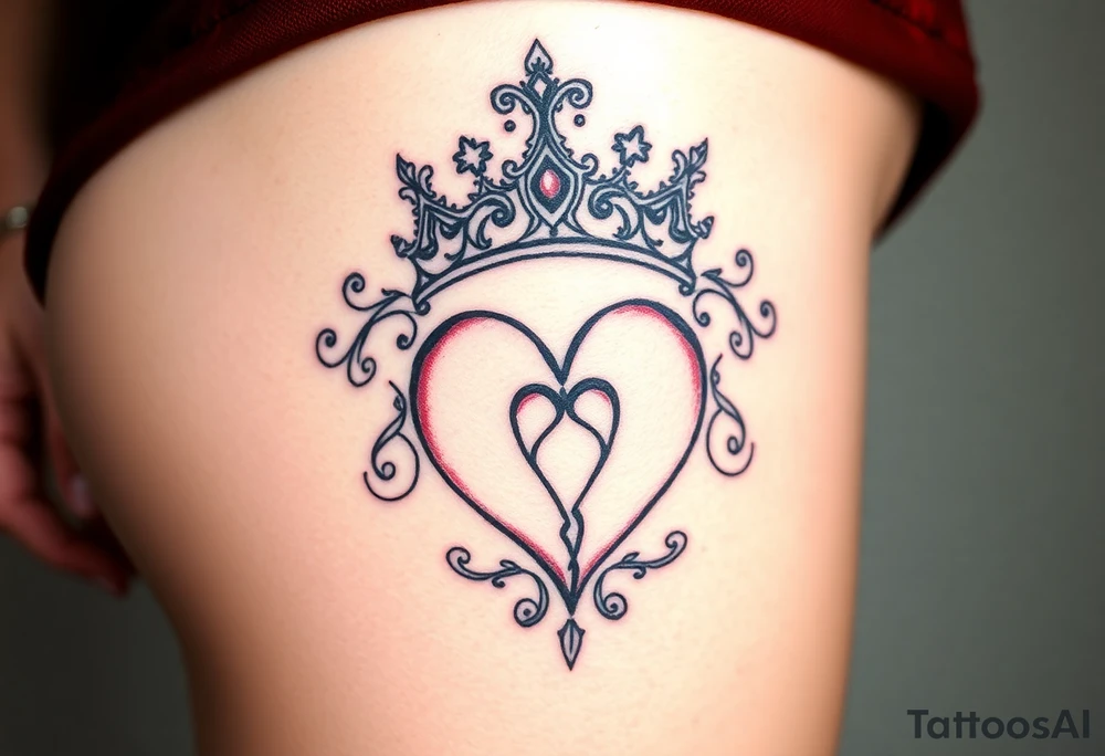 Powerful, crown, queen, broken heart tattoo idea