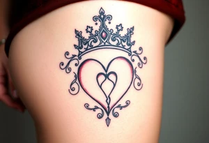 Powerful, crown, queen, broken heart tattoo idea