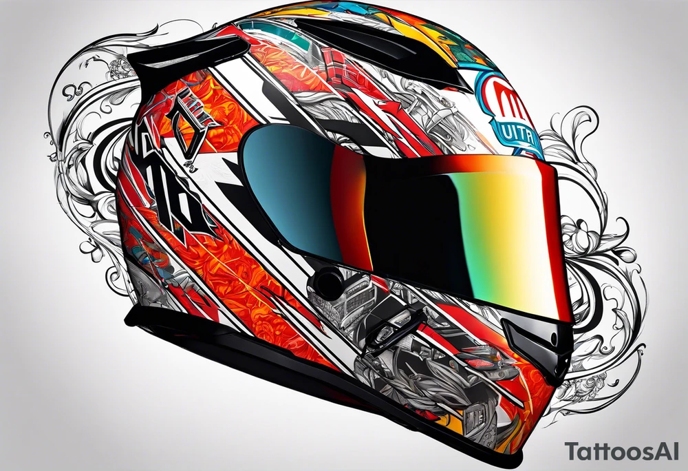 Formula 1 helment Miami theme tattoo idea