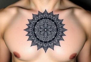 intricate mandala with sacred geometry and cosmic elements tattoo idea