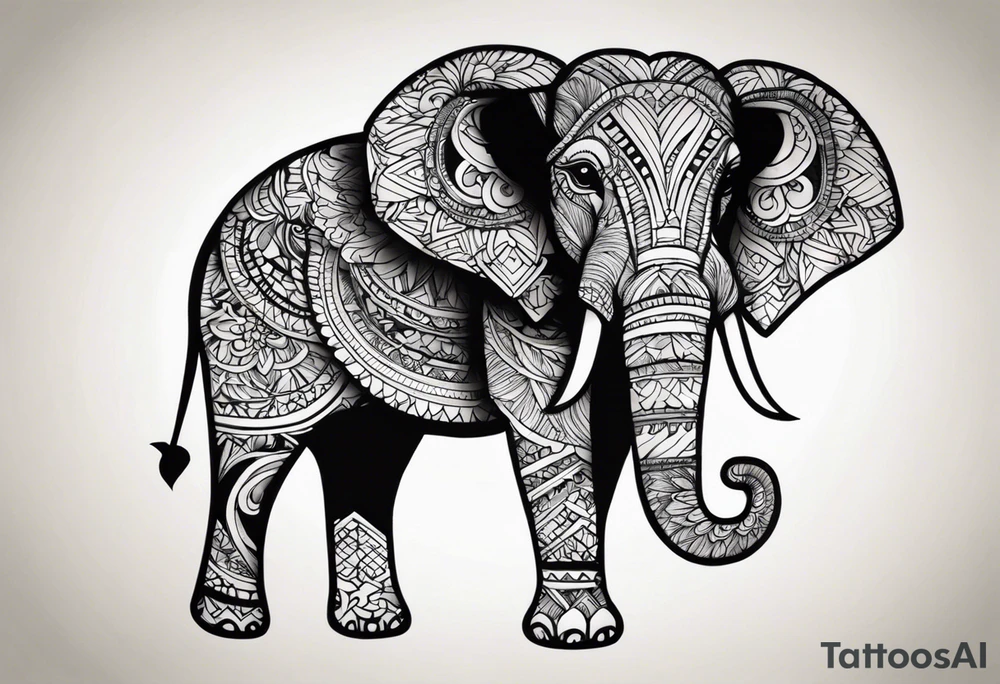 elephant with trunk up tattoo idea