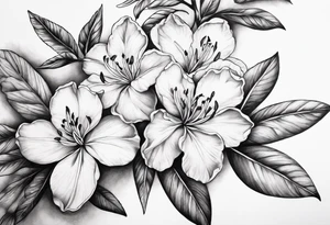 5-petal Azaleas, spread out along a long branch tattoo idea