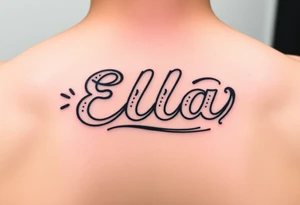 Ella name tattooed with hockey theme tattoo idea