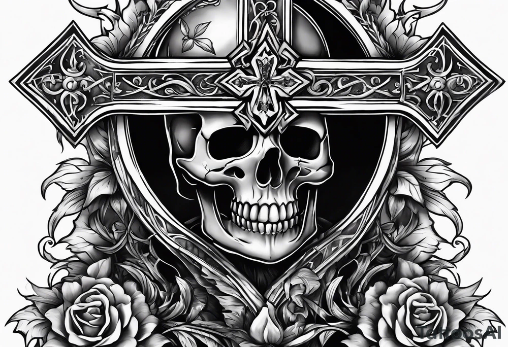 skeleton carrying a cross tattoo idea