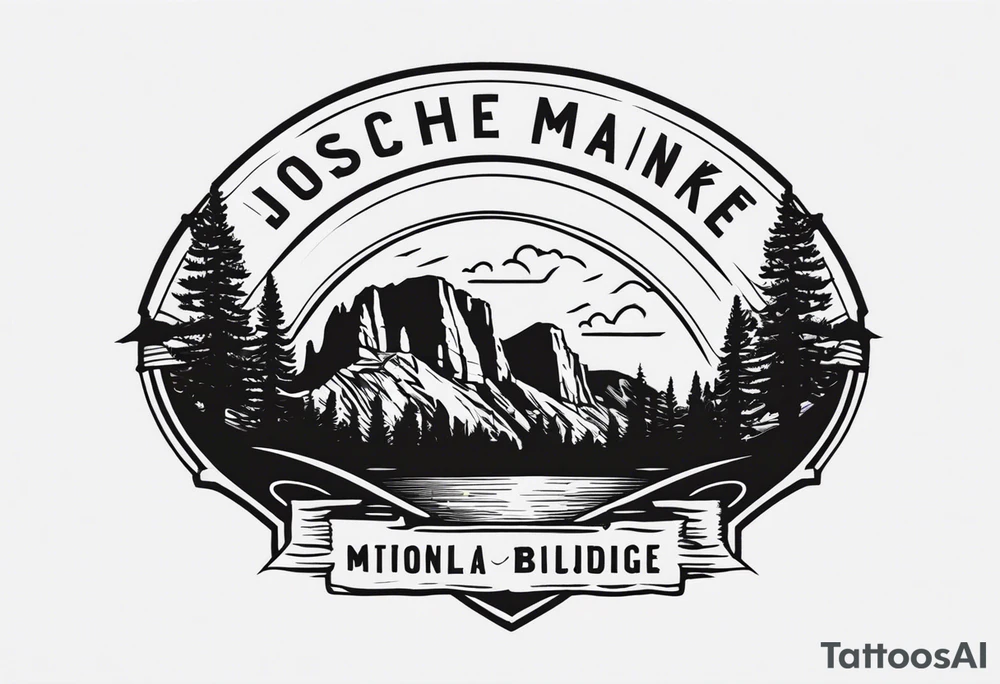 incorporate logos of Yosemite National Park, Bryce Canyon, Zion National Park, Joshua Tree National Park, Smokey Mountains and the Blueridge Mountains into one image. tattoo idea