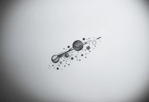 Galaxy stars planets comets shooting stars on full leg tattoo idea