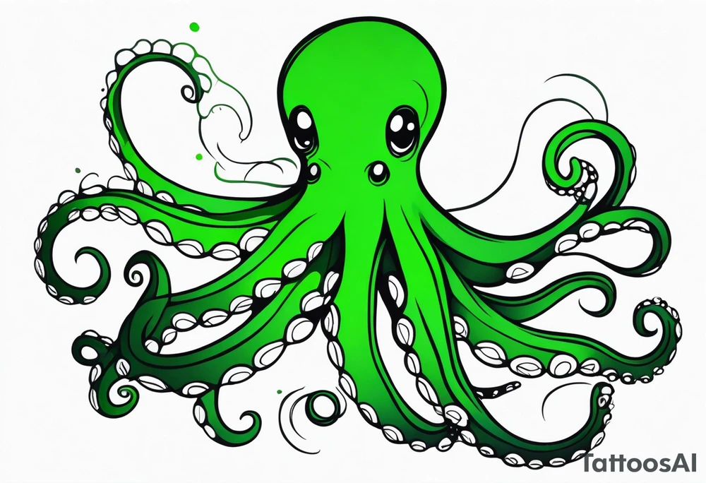 Electric octopus peaceful green nature tattoo idea
