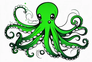 Electric octopus peaceful green nature tattoo idea