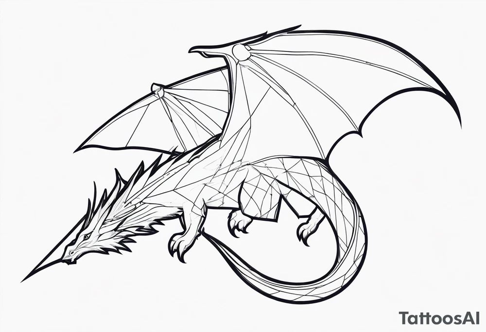 Elegant wyvern with fine lines on the background of the constellation elegant tattoo idea