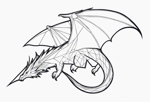 Elegant wyvern with fine lines on the background of the constellation elegant tattoo idea