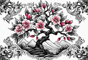 flowers tree tattoo idea