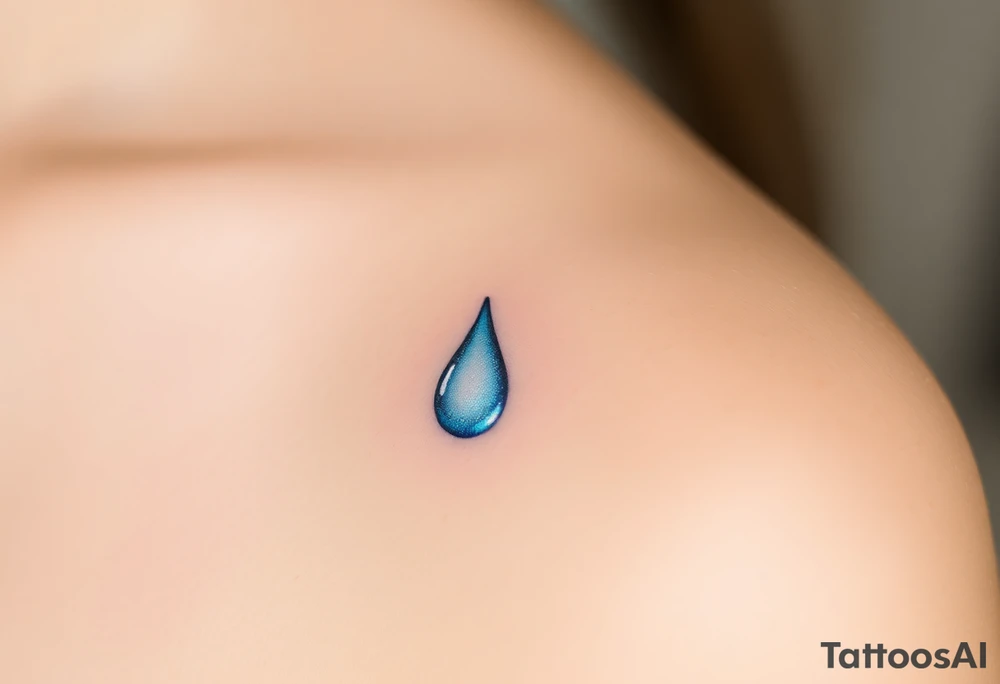 A tear drop flowing from the corner of the eye, glowing in silver and blue, representing unspoken sorrow and resilience. tattoo idea