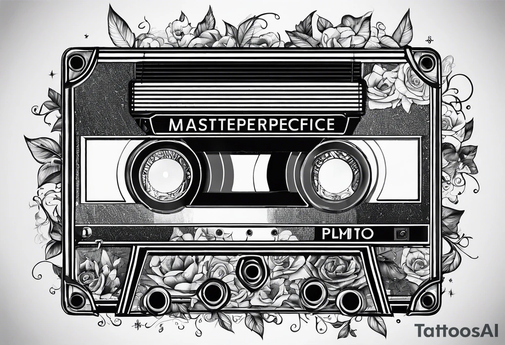 Retro cassette with notes. tattoo idea