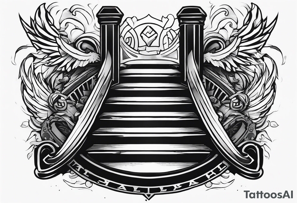 Valhalla sword shield axe 
stairs tattoo idea