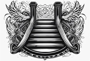 Valhalla sword shield axe 
stairs tattoo idea