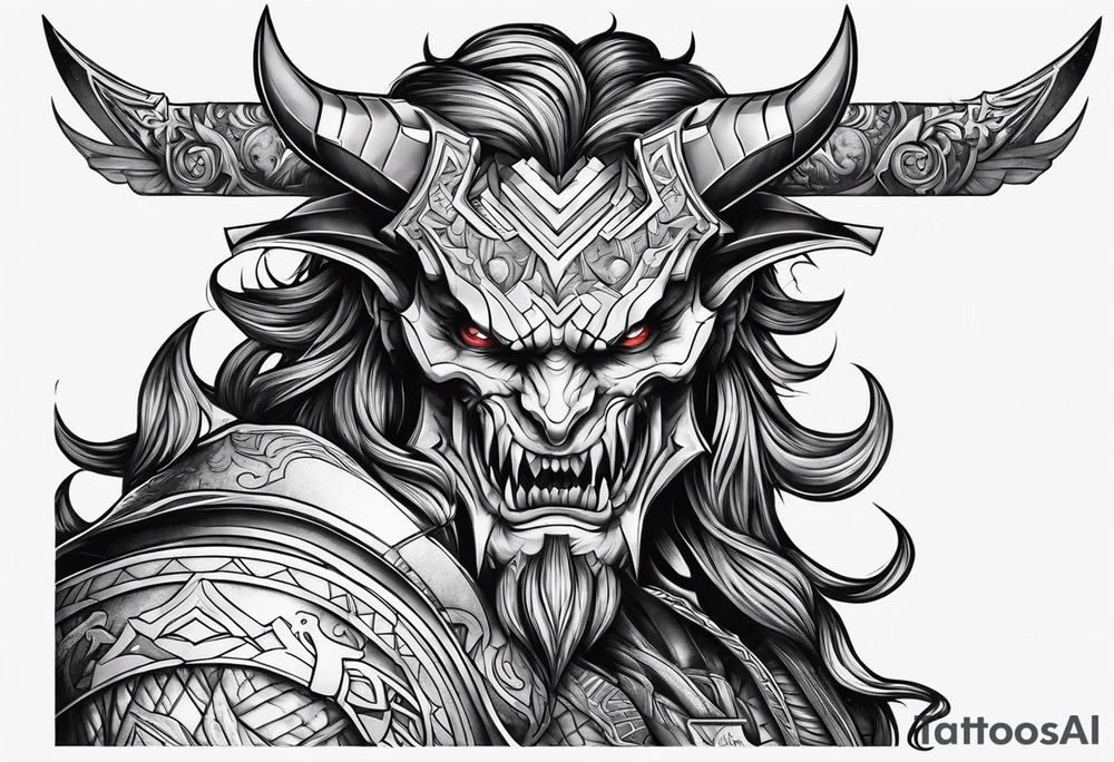 Demon with gun tattoo idea