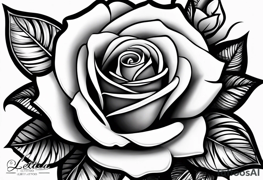 A rose with the name leticia under tattoo idea A rose with the name leticia under tattoo idea
