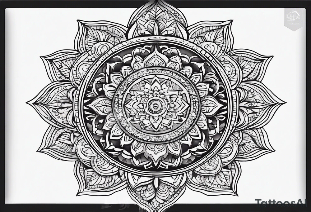 minimalistic delicate mandala with tree motif tattoo idea