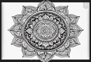 minimalistic delicate mandala with tree motif tattoo idea