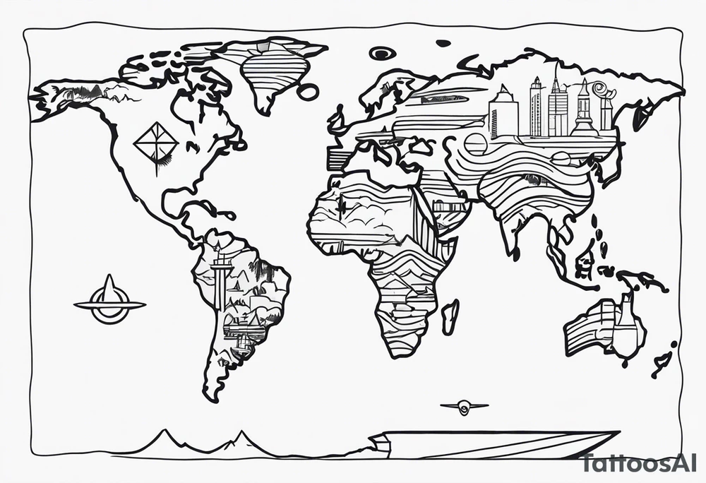 World, plane, travel, love tattoo idea