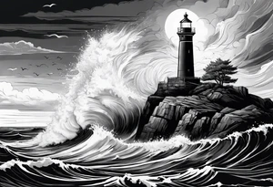 lighthouse in a storm tattoo idea
