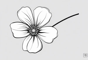 one very simple and no detailed waratha flower with stem in black and white tattoo idea