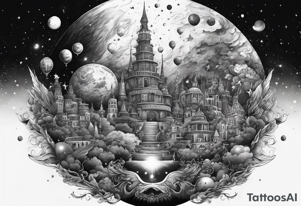 Crowd popping out from earth in space tattoo idea Crowd popping out from earth in space tattoo idea