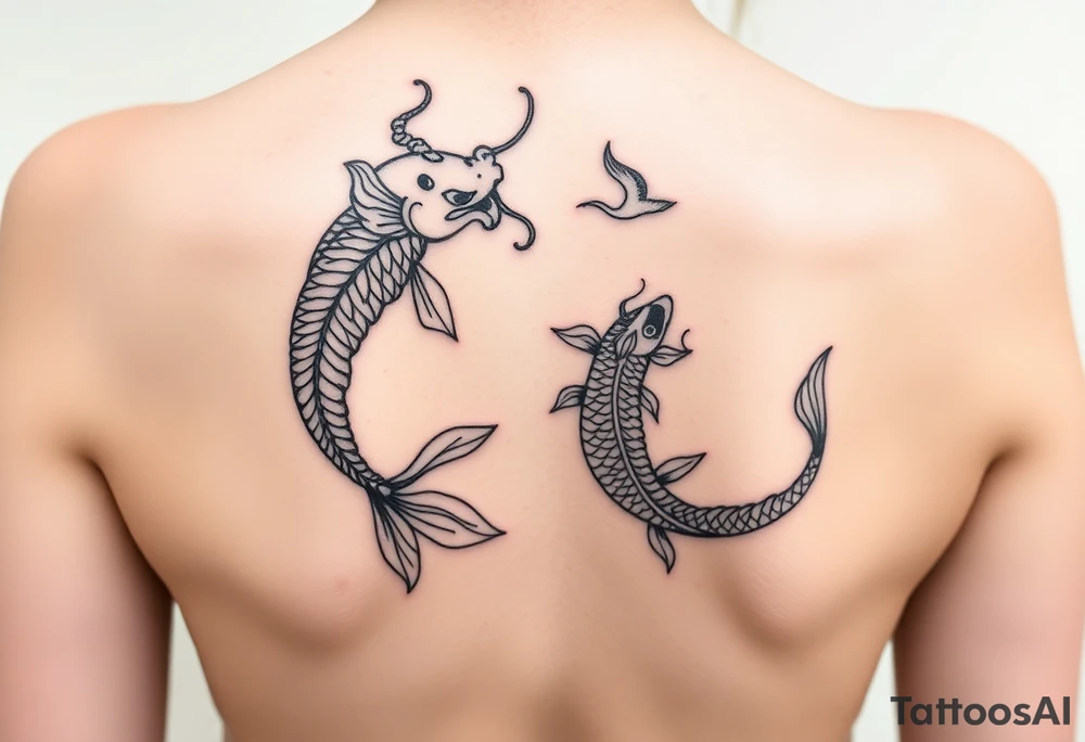 Koi fish and dragon tattoo idea