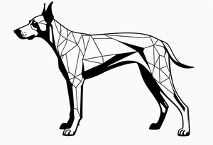 doberman full body minimalistic tattoo idea