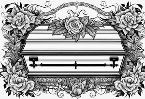 Coffin with leafy vines tattoo idea