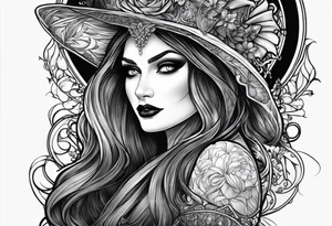 full arm sleeve very dark with Elphaba and Glinda tattoo idea