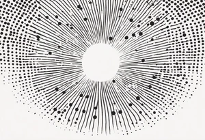 simple sunshine made of black dots with circles. rays coming out tattoo idea