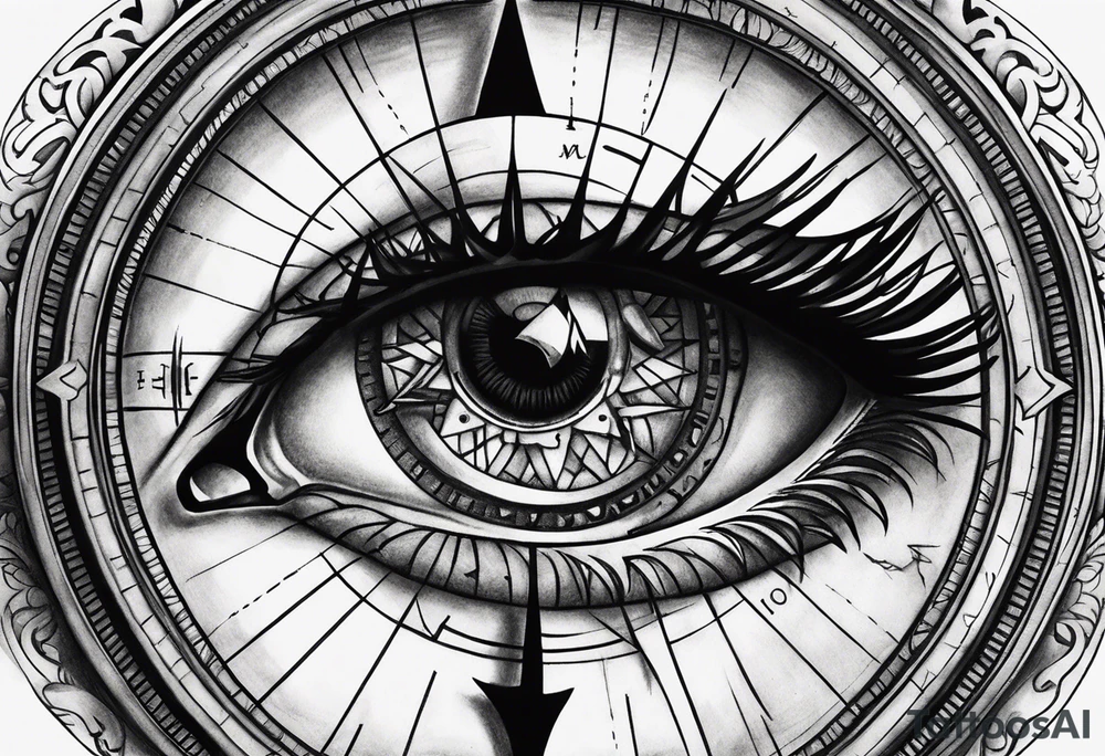 Eyes in the middle of a compass tattoo idea