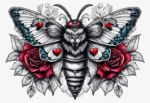 Death moth holding Anatomical Heart, bleeding tattoo idea