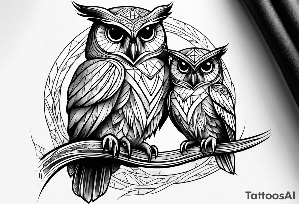 Mom and baby owl tattoo idea