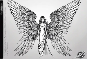 Angel left wing, side way with name Leah. For chest tattoo on left pec tattoo idea