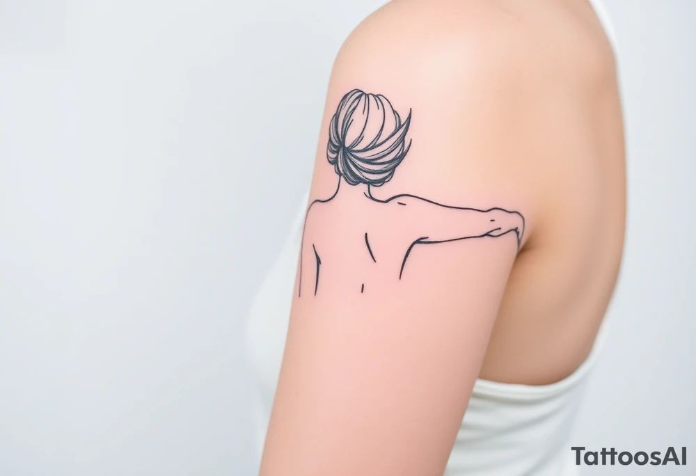 Woman with outstretched arms looking to sky tattoo idea