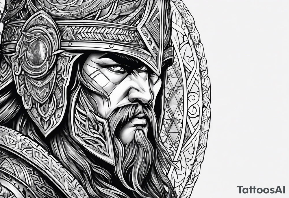 Valhalla round shield berserker tattoo idea