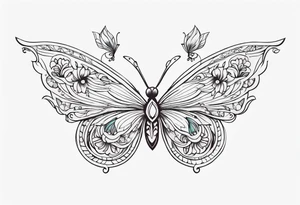 small ornate floral and butterfly sternum tattoo tattoo idea